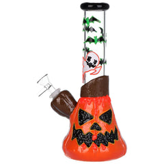 Bats 'n' Ghouls Jack-O-Lantern Glow in Dark Glass Water Pipe - 10" / 14mm F - Discreet Smoker