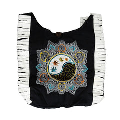 Yin Yang Hemp Leaf Mandala Sling Bag - 15"x15"