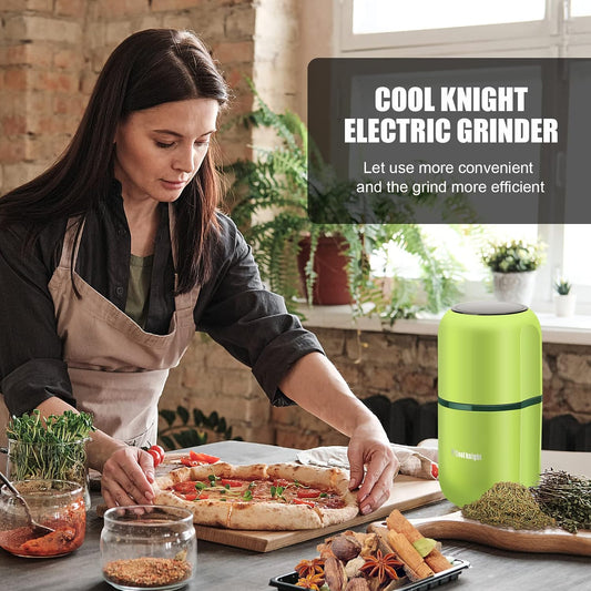 COOL KNIGHT Herb Grinder [Large Capacity/Fast/Electric ]-Spice Herb Coffee Grinder with Pollen Catcher/- 7.5" (Green)