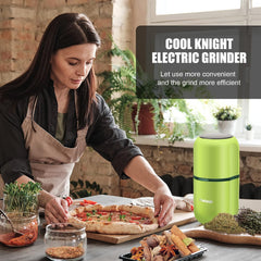 COOL KNIGHT Herb Grinder [Large Capacity/Fast/Electric ]-Spice Herb Coffee Grinder with Pollen Catcher/- 7.5" (Green)