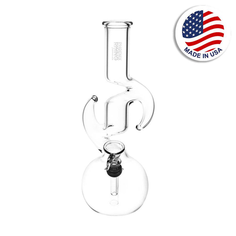 Phoenix Rising Zig Zag Diablo Bubble Base Water Pipe - 9" / Clear - Discreet Smoker