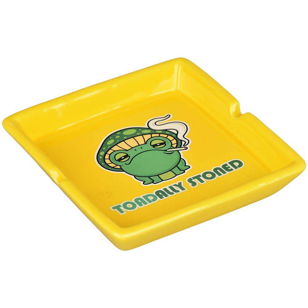 Toadally Stoned Ceramic Ashtray - 4.7" x 4.7" - Discreet Smoker
