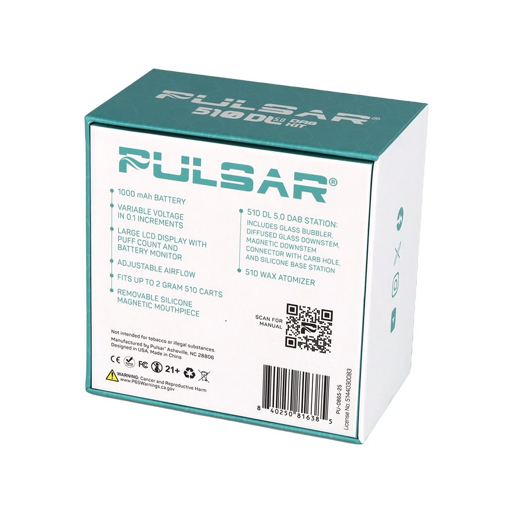 Pulsar DL 5.0 Bubbler Dab Kit with Wax Atomizer - 1000mAh / Black - Discreet Smoker