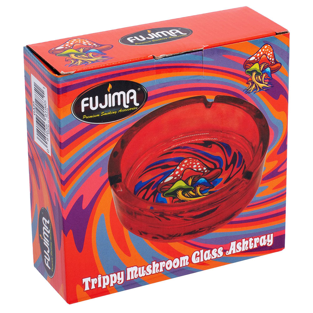 Fujima Trippy Mushroom Glass Ashtray - 6.25" - Discreet Smoker
