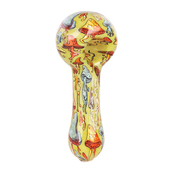 Pulsar Inside Print Glass Spoon Pipe | 4.75", Dancing Shrooms