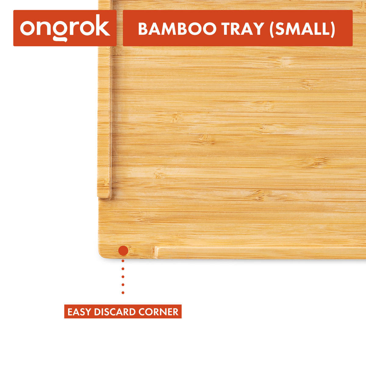 Ongrok Sustainable Small Bamboo Wood Tray - Discreet Smoker