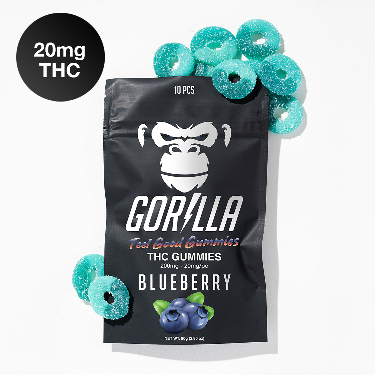 Gorilla THC Gummies - 20MG Delta 9 (10pc) - Discreet Smoker