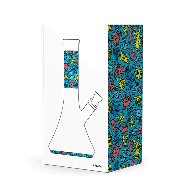 K. Haring Glass Beaker Water Pipe - Discreet Smoker