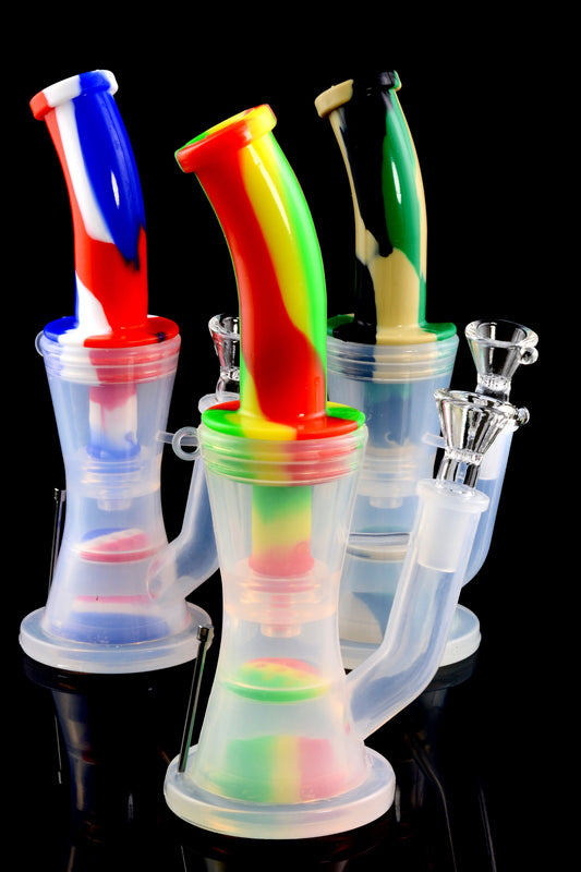 2-Part Silicone Bong “Hive Pop” – Honeycomb-to-Dome Percs – 8½″