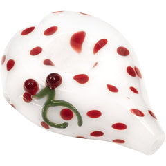 Elegant White Heart-Shaped Glass Hand Pipe with Red Polka Dots - Discreet Smoker