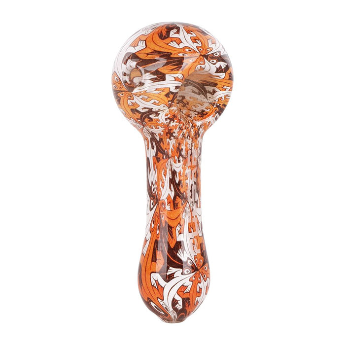 Pulsar Inside Print Glass Spoon Pipe | 4.75", Interlocking Lizards