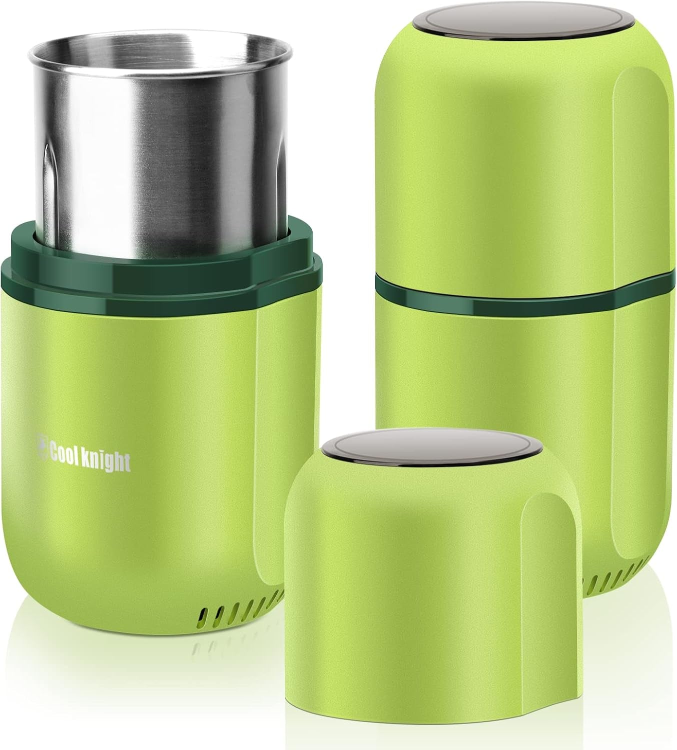 COOL KNIGHT Herb Grinder [Large Capacity/Fast/Electric ]-Spice Herb Coffee Grinder with Pollen Catcher/- 7.5" (Green)