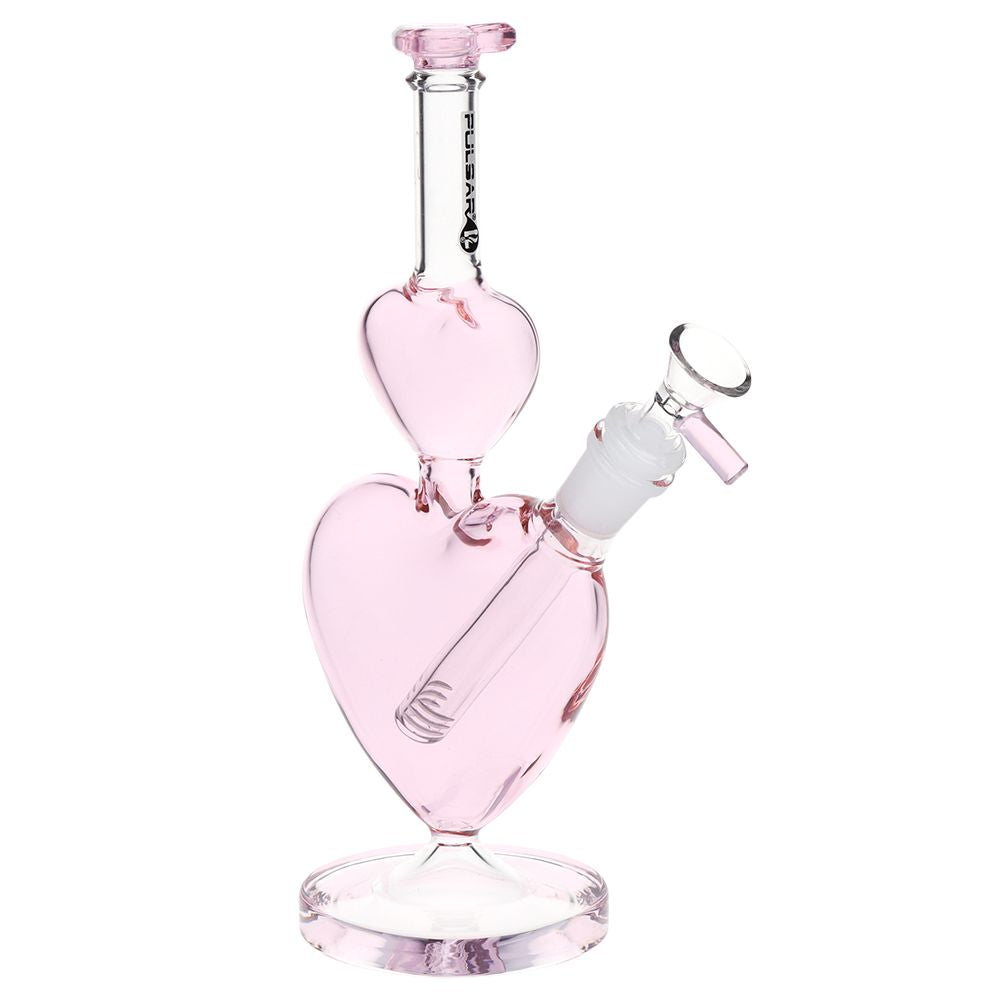 Pulsar Stacked Hearts Glass Water Pipe - 10" / 14mm F - Discreet Smoker