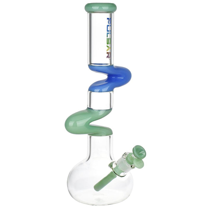 Pulsar Paths Of Joy Glass Water Pipe | 15" | 14mm F, Green