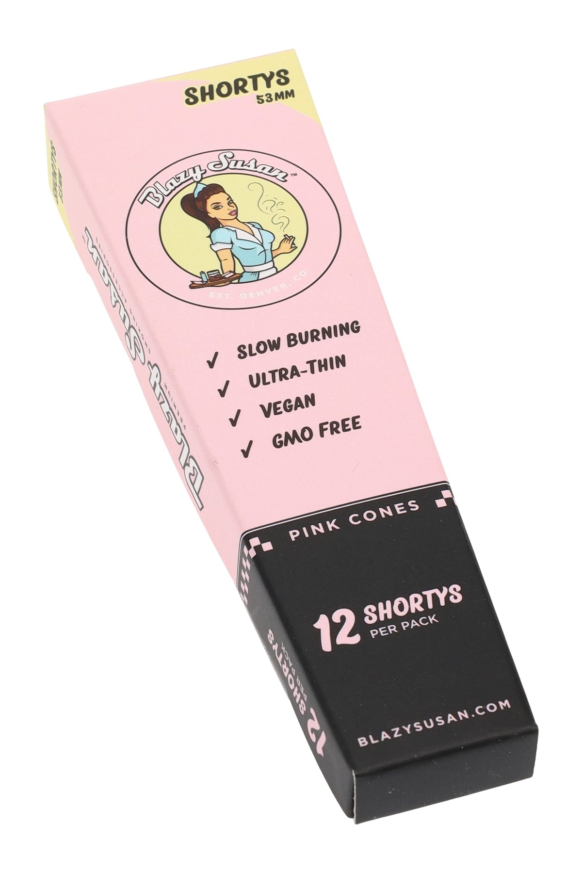 Blazy Susan Shorty 53 mm Pre-Rolled Cones Display – 21 Packs - Discreet Smoker