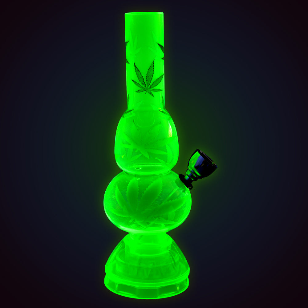 Mini Acrylic 2 Bubble Water Pipe w/ Built in Grinder Base - 6.75" / Assorted Designs - Discreet Smoker