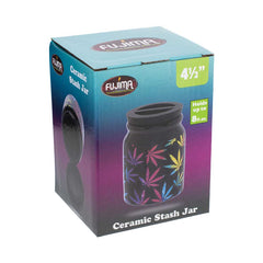 LARGE CERAMIC STASH JAR - WEED LEAFS - Discreet Smoker
