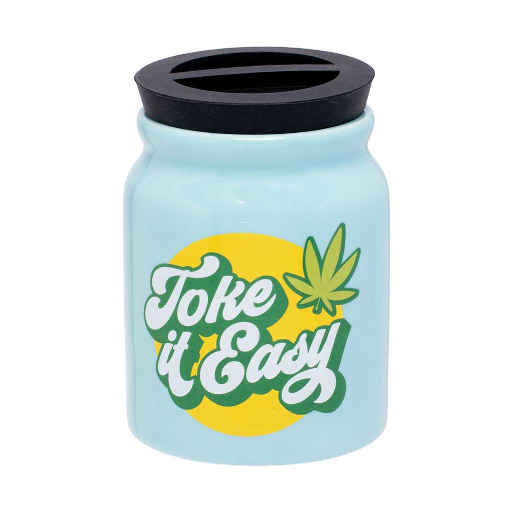 LARGE CERAMIC STASH JAR - TOKE IT EASY - Discreet Smoker