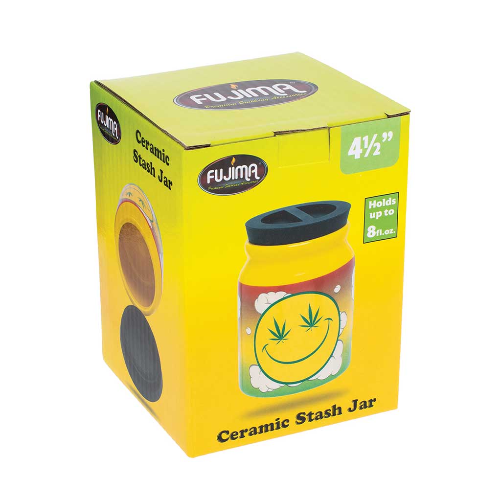 LARGE CERAMIC STASH JAR - STONED SMILEY - Discreet Smoker