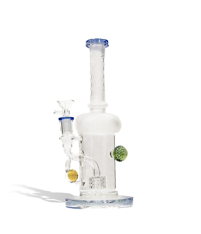 9 Inch Water Pipe with Honey Comb Perc and 14mm Funnel Bowl, Light Blue