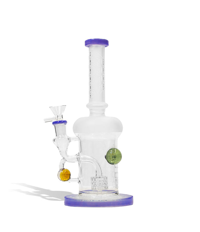 9 Inch Water Pipe with Honey Comb Perc and 14mm Funnel Bowl, Milky Purple