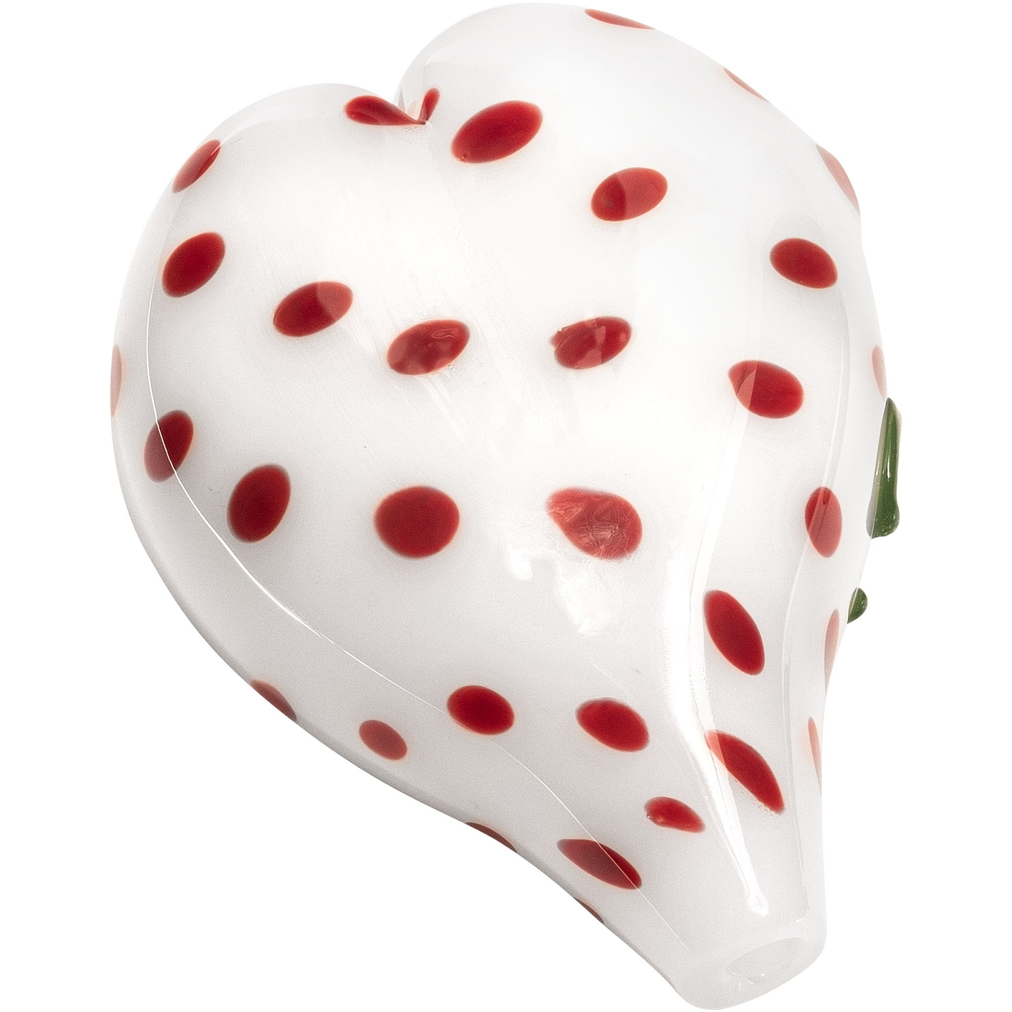 Elegant White Heart-Shaped Glass Hand Pipe with Red Polka Dots - Discreet Smoker