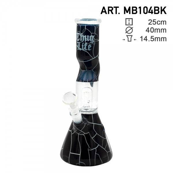 Thug Life | 10" Cracked Stone Glass Water Pipe - Discreet Smoker