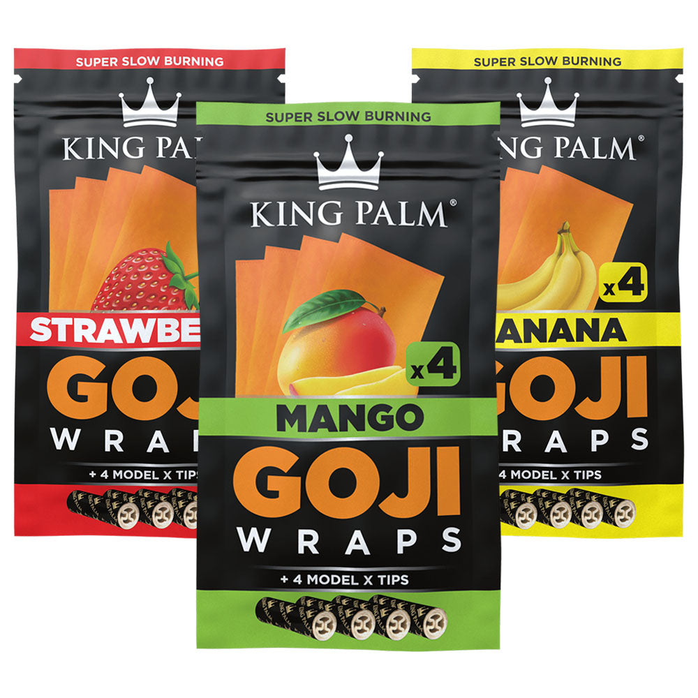 King Palm Goji Wraps & Filter Tips | 4pk | 15pc Display - Discreet Smoker