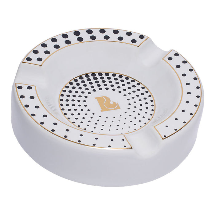 Lucienne Tapered Dots Round Ceramic Cigar Ashtray | 7.5", White