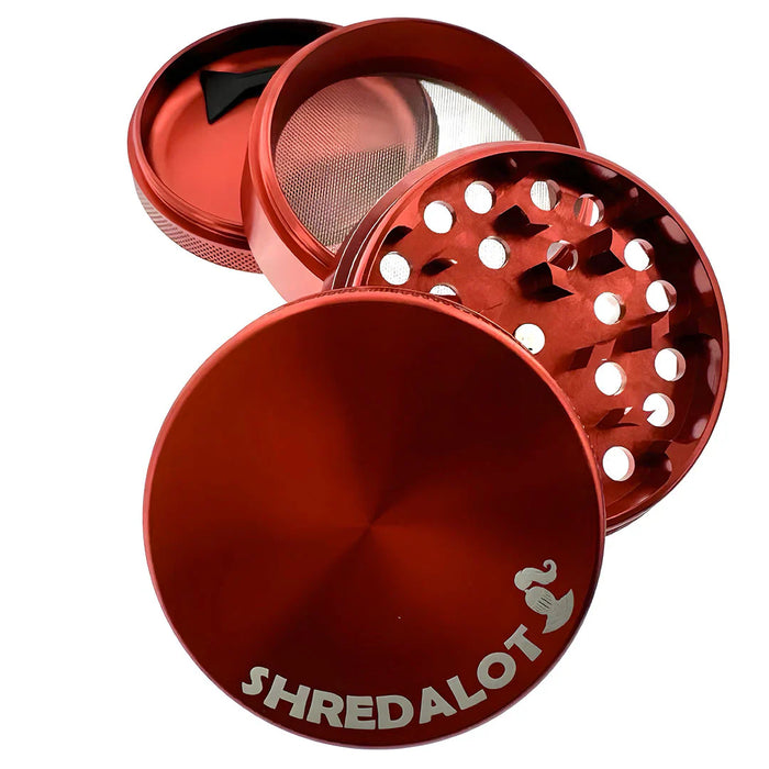 Sir Shredalot 4 Piece Metal Herb Grinder - 63mm, Red