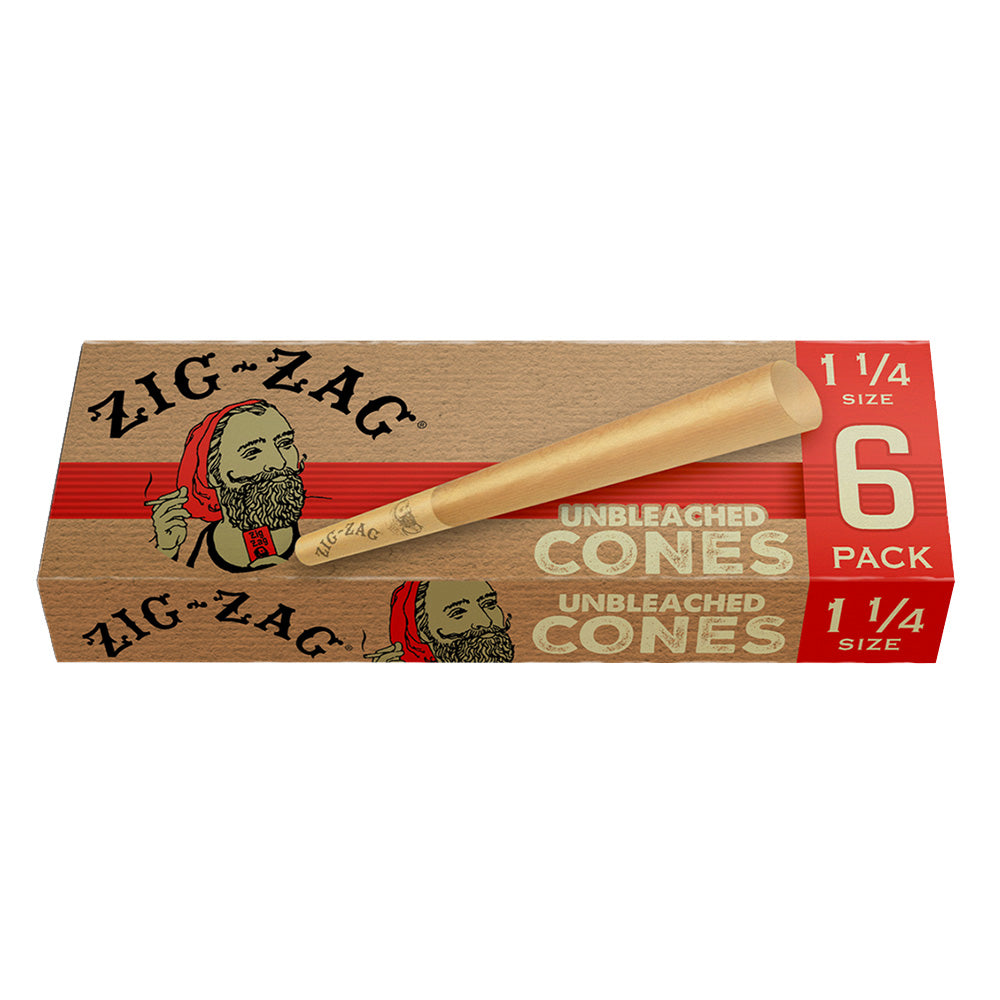 Zig Zag Unbleached Paper Cones - 6pk / 1 1/4" 24pcs - Discreet Smoker