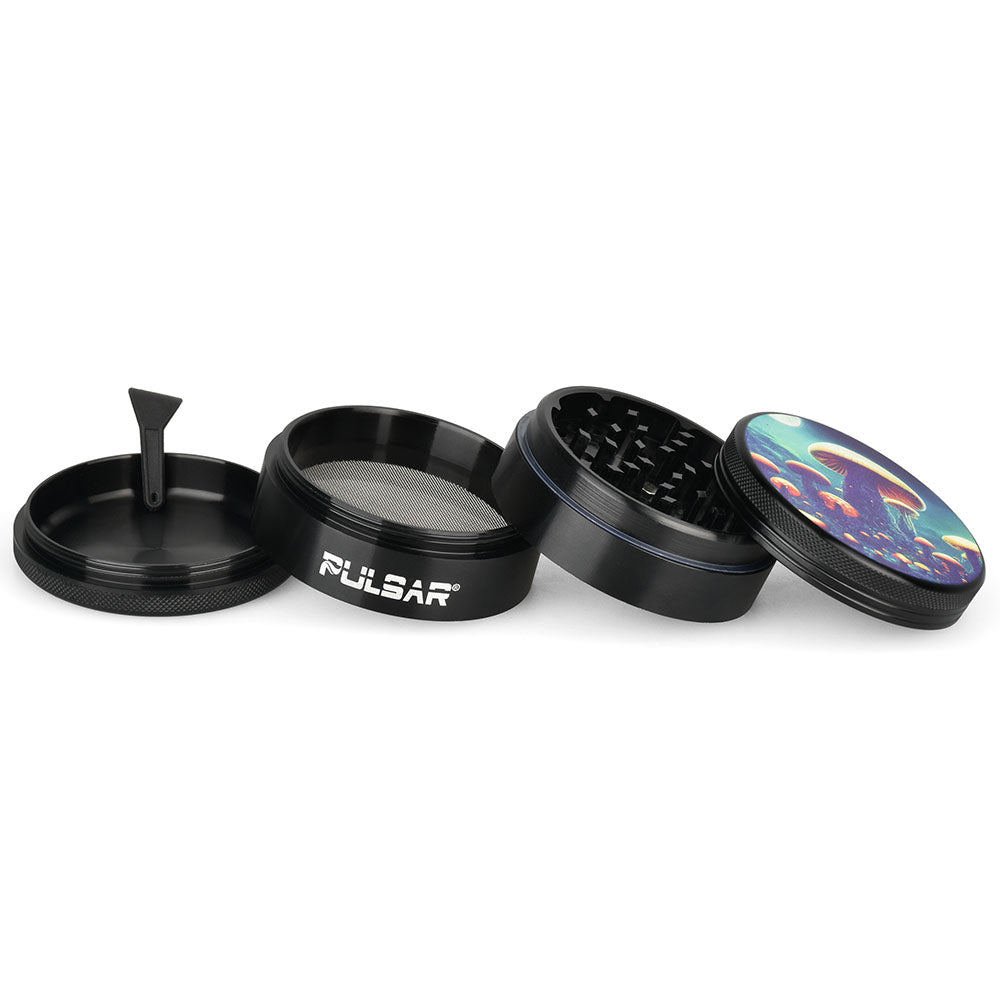 Pulsar Artist Series Metal Grinder - Planet Fungi / 4pc / 2.5" - Discreet Smoker
