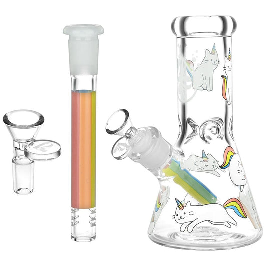 Pulsar Caticorns Design Series Glass Beaker Water Pipe - 8" / 14mm F - Discreet Smoker