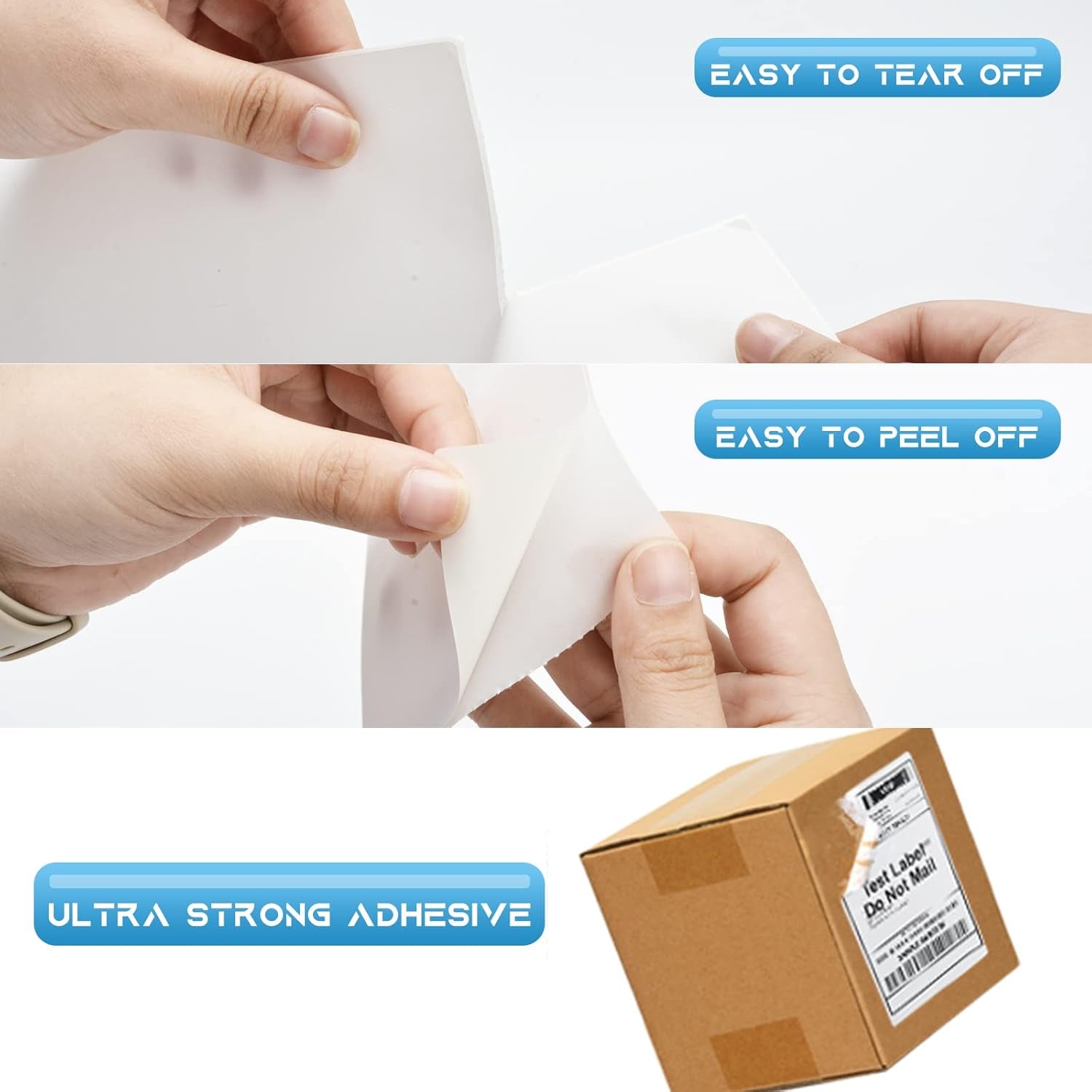 4X6 Thermal Shipping Labels - 2 Rolls of 250, Perforated & Smudge-Proof Direct Thermal Labels Compatible with Rollo, Zebra, for Amazon UPS Fedex Shopify