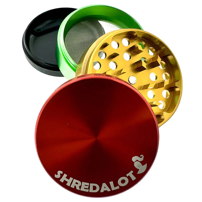 Sir Shredalot 4 Piece Metal Herb Grinder - 63mm, Rasta