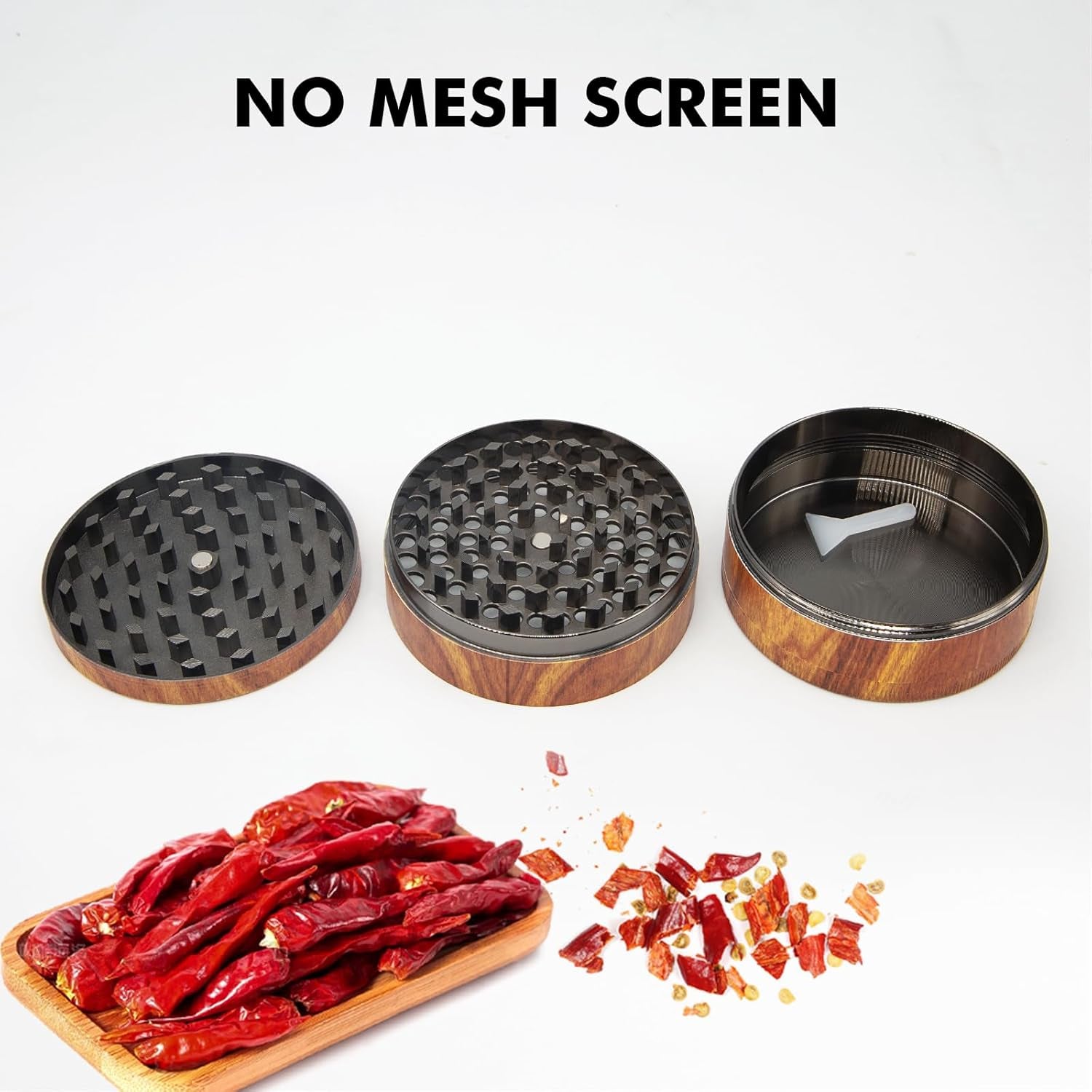 Grinder, Large 3" Spice Grinder (Wood Grain Brown)