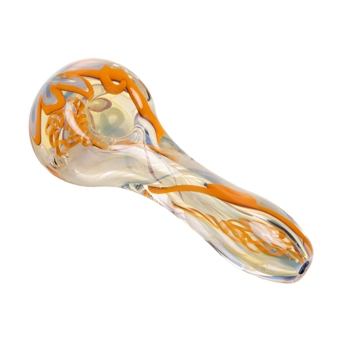 Human Grade Spoon Pipe Model A, Inside Out Orange with Gold Fuming