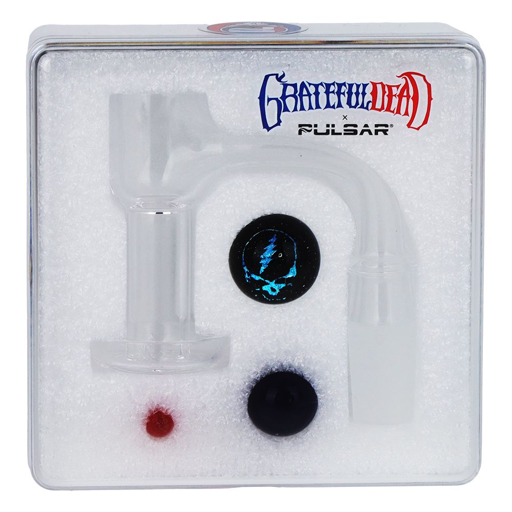 Grateful Dead x Pulsar Terp Slurper Quartz Banger & Marbles Set - 4pc / 14mm M - Discreet Smoker
