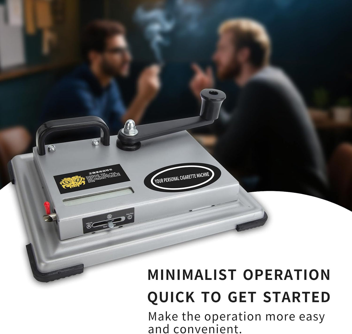 Manual Cigarette Rolling Machine Tobacco Injector for 8Mm Diameter Cigarette Tubes, Makes 80-100Mm Length Cigarettes, Portable Handheld Cigarette Maker (Silver)