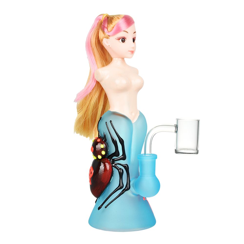 Doll Glow In The Dark Glass Water Pipe - 7.25" / 14mm F / Designs Vary