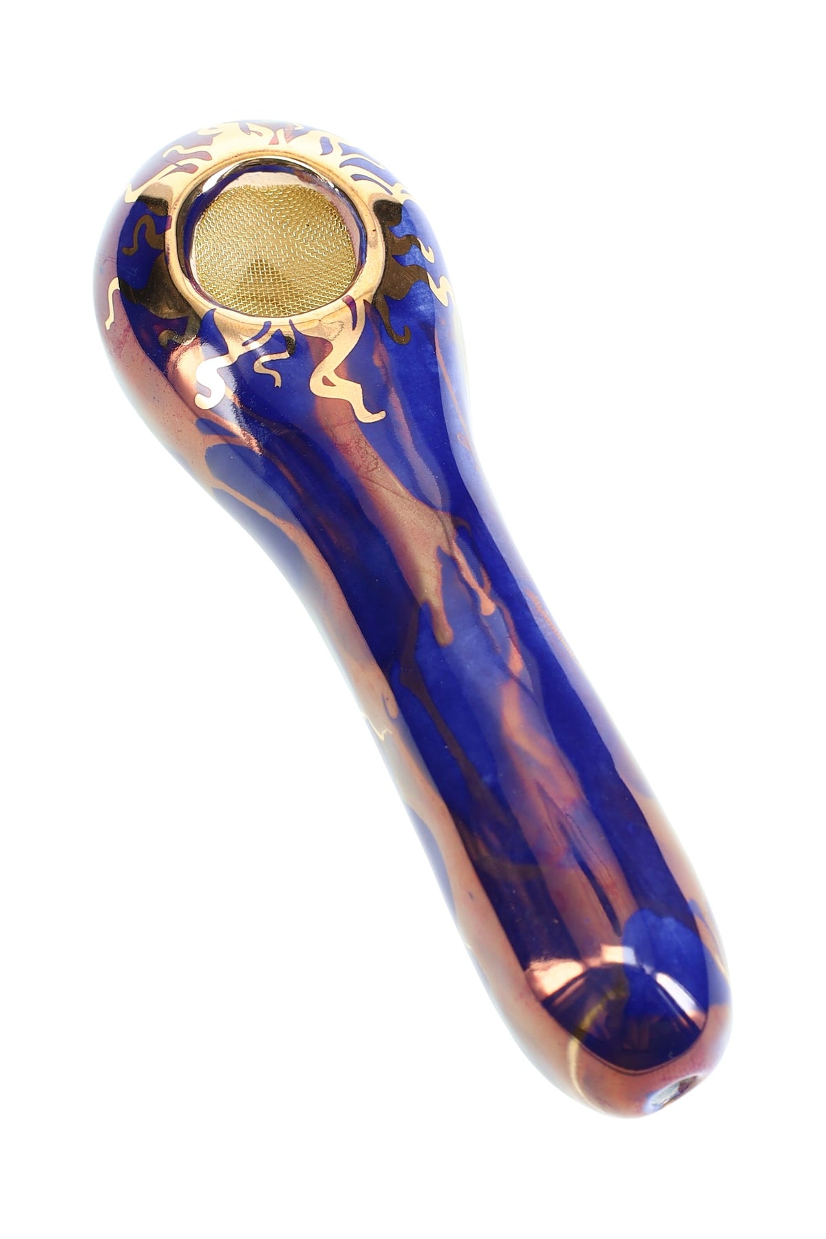 Ancient Creations Ceramics 4″ Ceramic Spoon Hand Pipe – Brass Screen – US-Made - Discreet Smoker