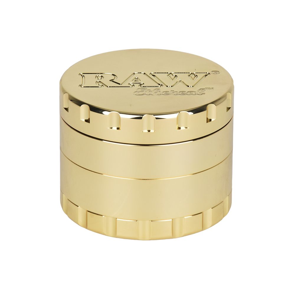 RAW Ethereal Gold-Plated Stainless Steel Grinder - 4pc / 2.25" - Discreet Smoker