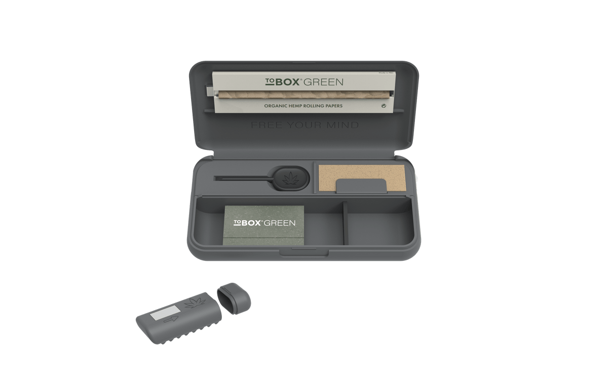 Tobox Green All-In-One Pocket Size Smell-Proof Stash Box Rolling Kit - Discreet Smoker