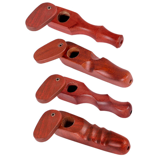 Rosewood Spoon Pipe w/ Swivel Lid | Styles Vary - Discreet Smoker