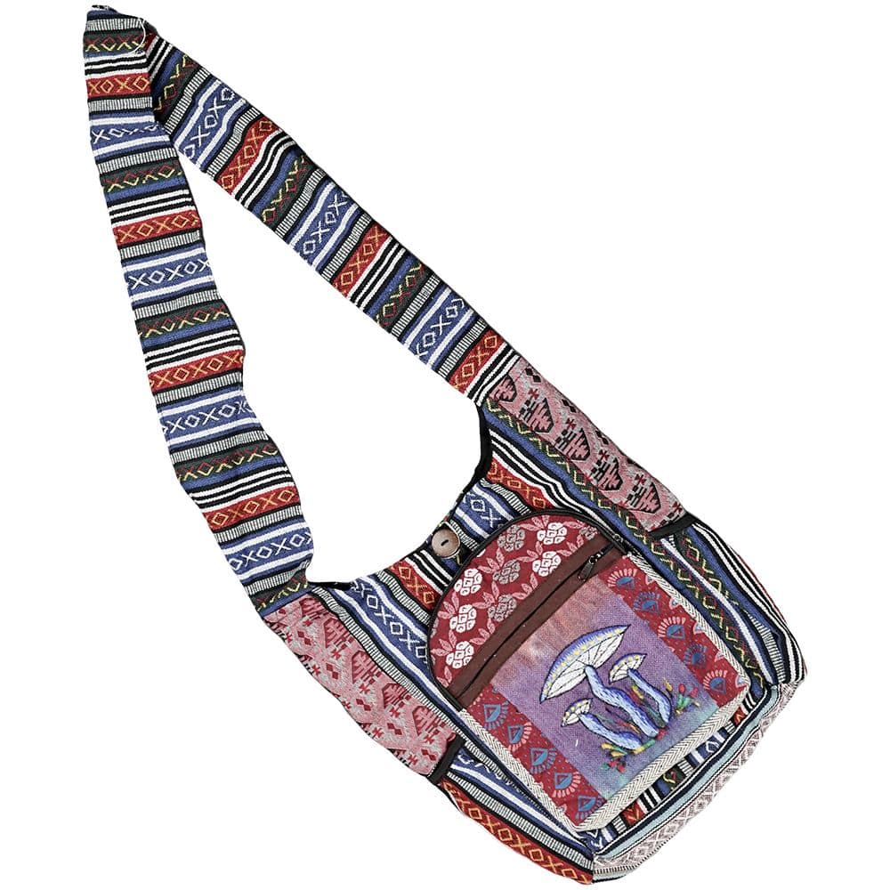 Threadheads Mushroom Aztec Patchwork Shoulder Bag - 15" x 14" - Discreet Smoker