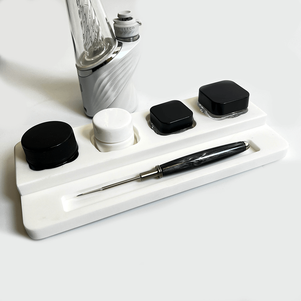 Durable Corian Dab Stand for Organizing Concentrate Jars and your Favorite Tools - Discreet Smoker