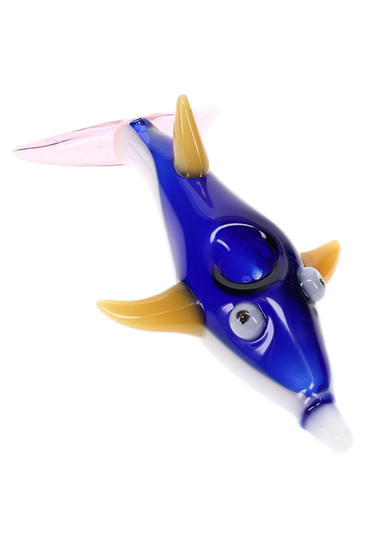 Multicolored Glass Dolphin Hand Pipe “Reef Rider” – 6″ – Assorted Colors - Discreet Smoker