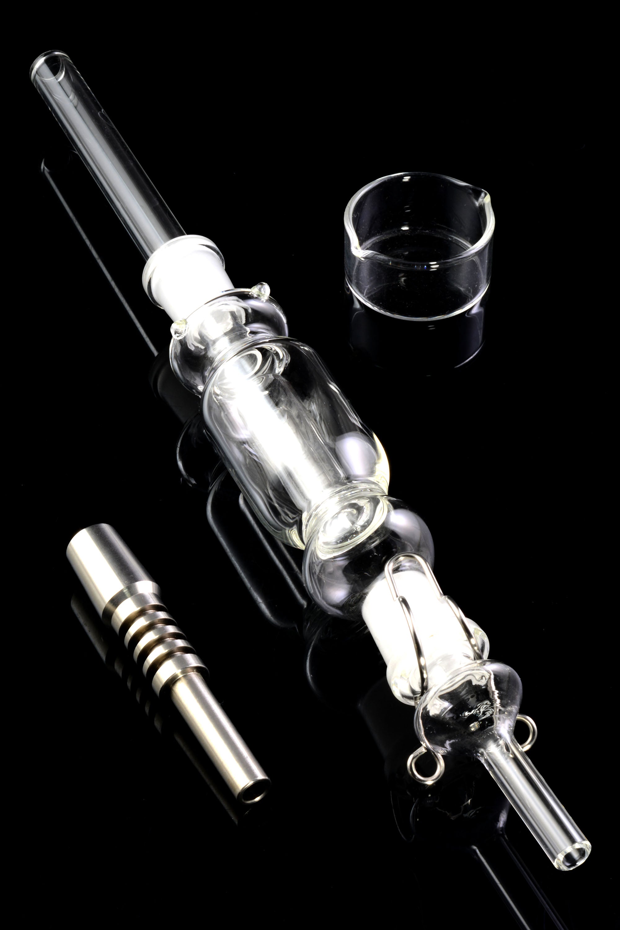 Glass Dab Straw Kit “Titan Trail” – 14.5 mm Female – Titanium Tip – 11½″ - Discreet Smoker