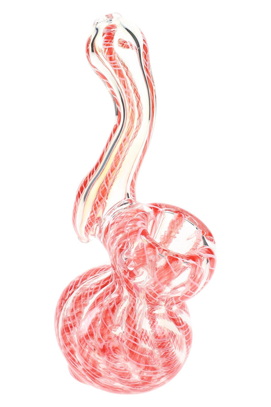 Color-Changing Multicolor Striped Glass Sherlock Bubbler “Stripe Shift” – 5½″ – Assorted Colors - Discreet Smoker