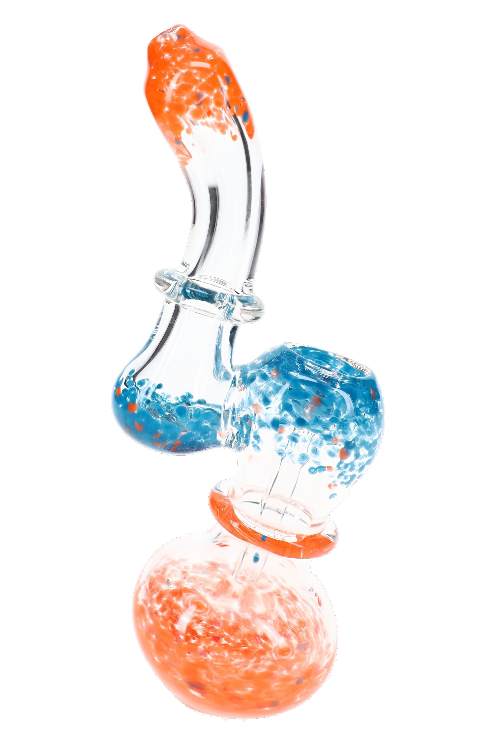 Clear Multicolor Frit Sherlock Bubbler “Confetti Curve” – 6½″ – Assorted - Discreet Smoker